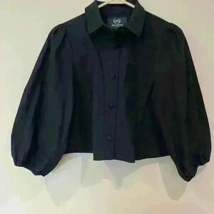Ellandemm black button down bubble sleeves S